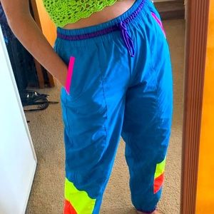 High waisted neon festival pants